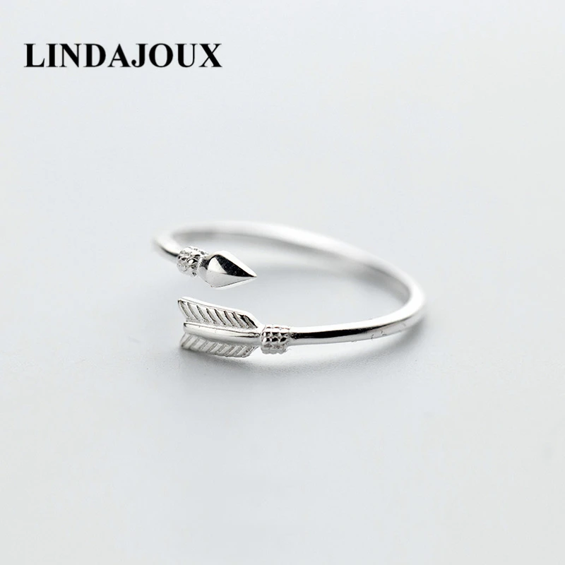 LINDAJOUX 925 пробы Серебряное романтическое стрелка Открытое кольцо для Для женщин S925