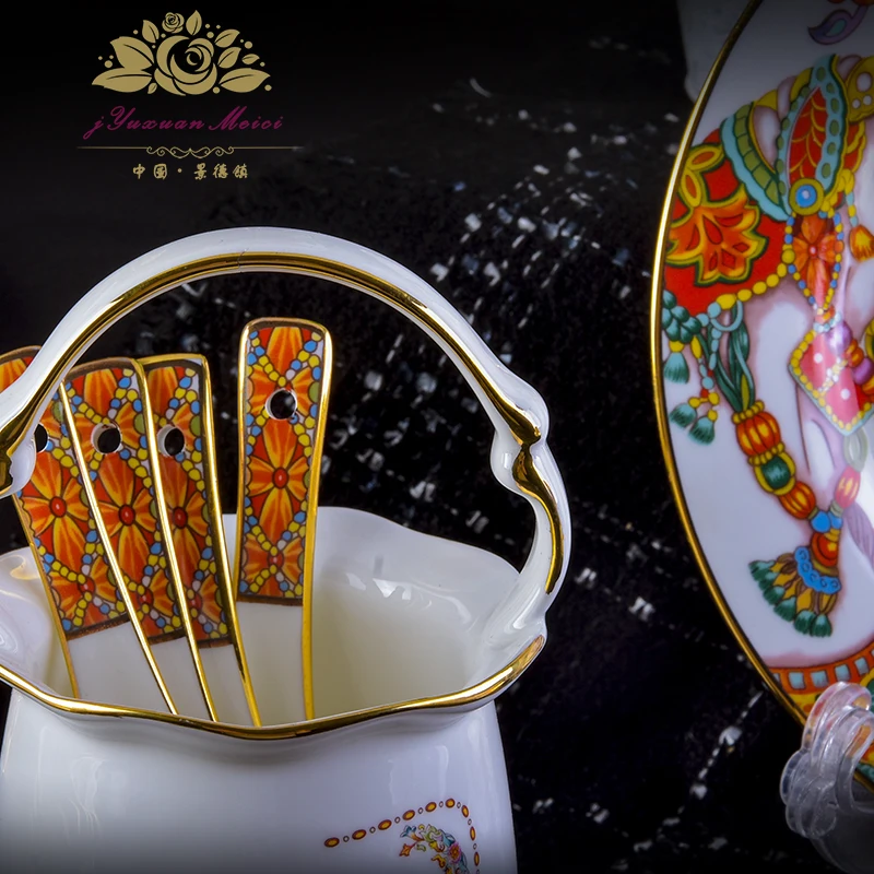 Guci European bone china tableware sets 80pieces high-end household bowls luxurious Phnom Penh Jingdezhen gift porcelain | Дом и сад