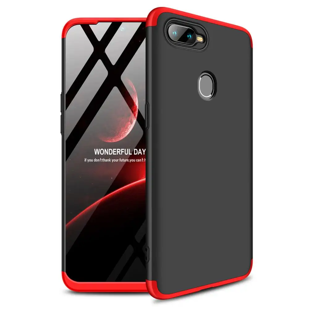 Red Black CCDZ 3 в 1 Роскошные 360 градусов Полная защита жесткая матовая поверхность из поликарбоната чехол для OPPO A7 Противоударная защитная задняя крышка из полноразмерный защитный чехол для телефона - Цвет: Red Black