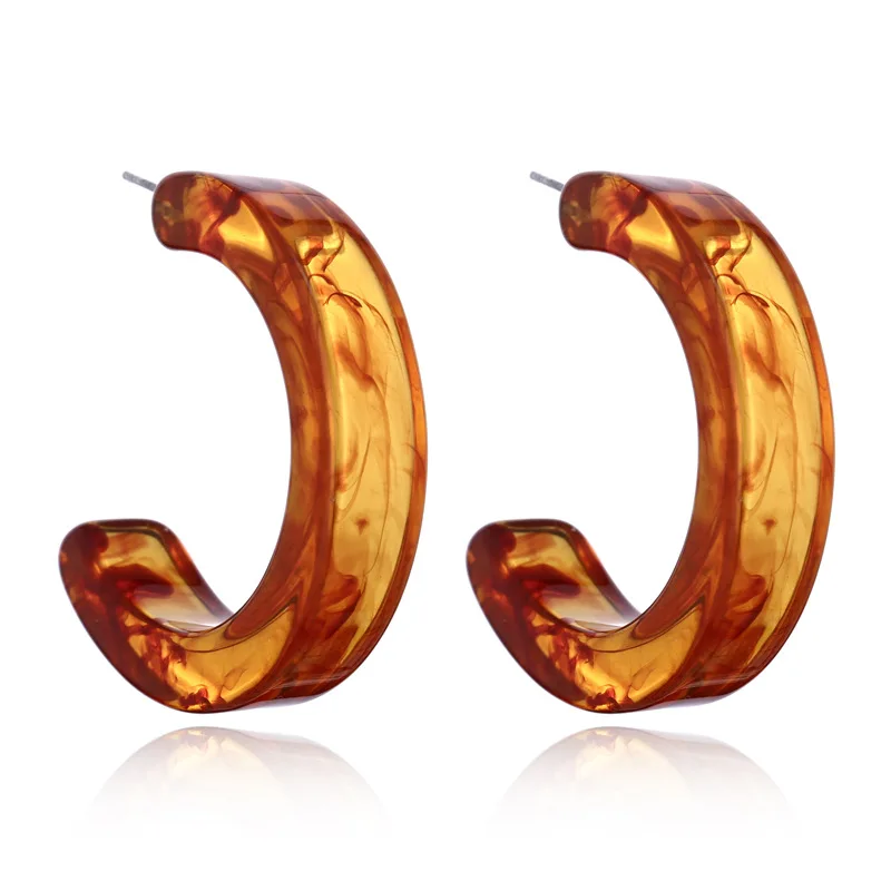 Personalized Korean Fashion Earrings C-shape Creative Design High Quality Acetic Acid Stud For Women Young Girl Earring | Украшения и