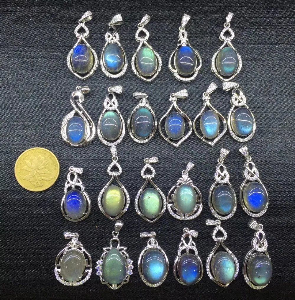 Серебро 925, ювелирное ожерелье, подвеска, натуральный драгоценный камень, кварц, круглая форма капли, Ларимар, камень, Лапис, агат, исцеление, ювелирное изделие, подвеска