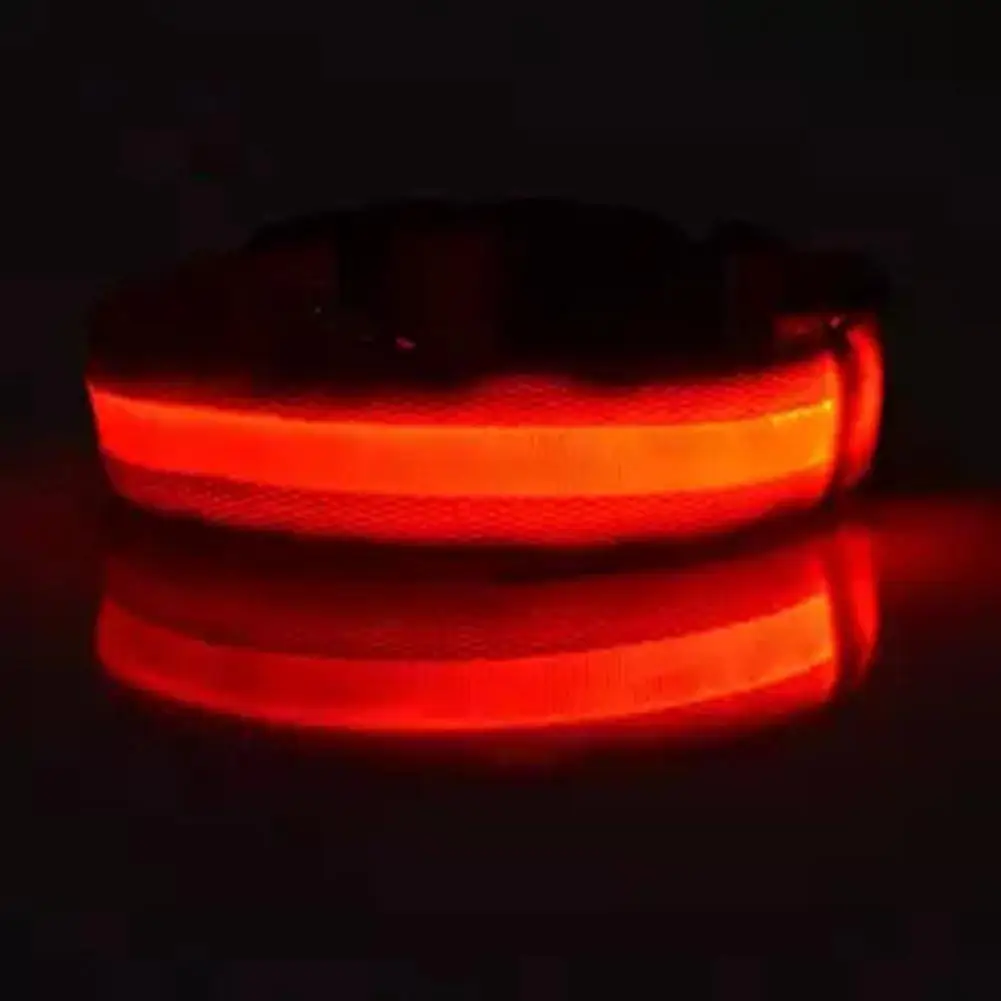 red Светодиодный ошейник для домашних животных, кошек, собак, ночная безопасность, мигающие колье, светящиеся люминесцентные ремни для собак, товары для домашних животных для прогулок на открытом воздухе - Цвет: red