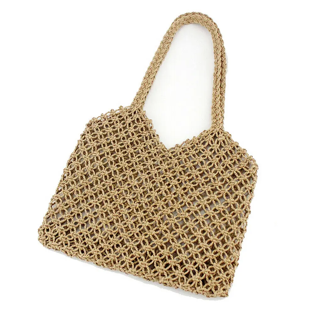 Женская соломенная сумка из ротанга повседневная однотонная пляжная для отдыха