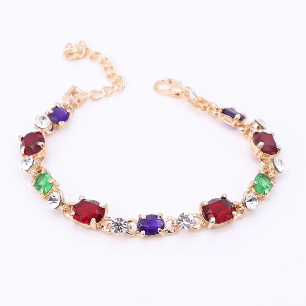 Горячая продажа Дубай цветной Кристалл Стразы ожерелье наборы мода золотой цвет