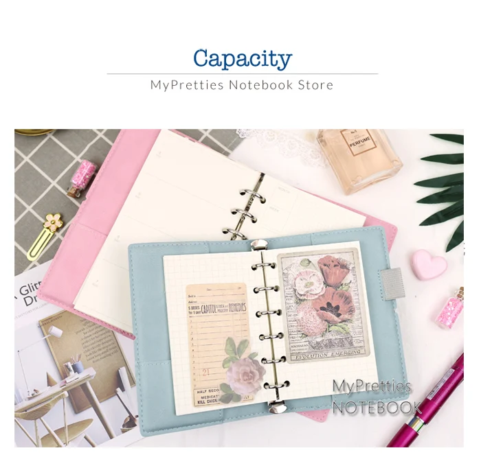 MyPretties Луки 6 связующего отверстия Организатор a7 a6 Тетрадь DIY эластичный планировщик повестки дня Дневник Журналы кожа-выглядеть Обложка