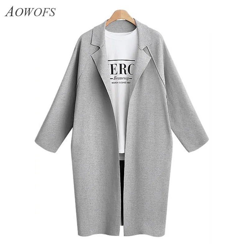 2018 осенне зимний Тренч кардиган для женщин с длинными рукавами плюс размер