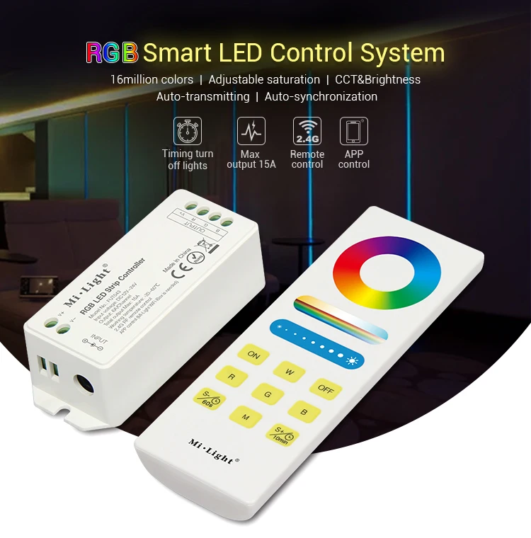 Milight RGB RGBW RGB+CCT Remote LED controller Auto transmitting synchronization Timming 2.4G Remote Control APP Controlable