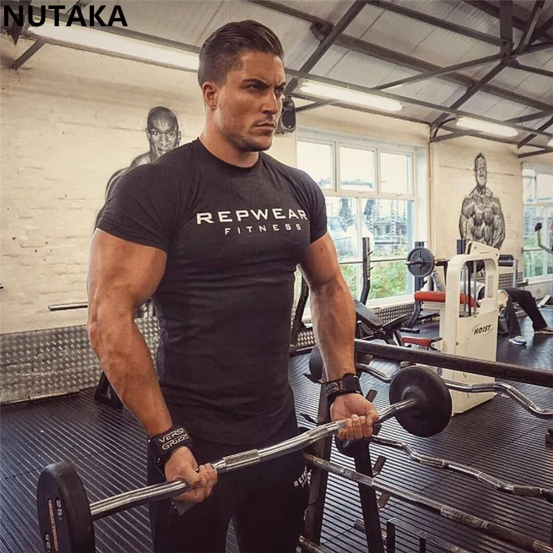 Nutaka 2018 новый бренд одежды тренажерные залы Tight футболка мужские фитнес Homme