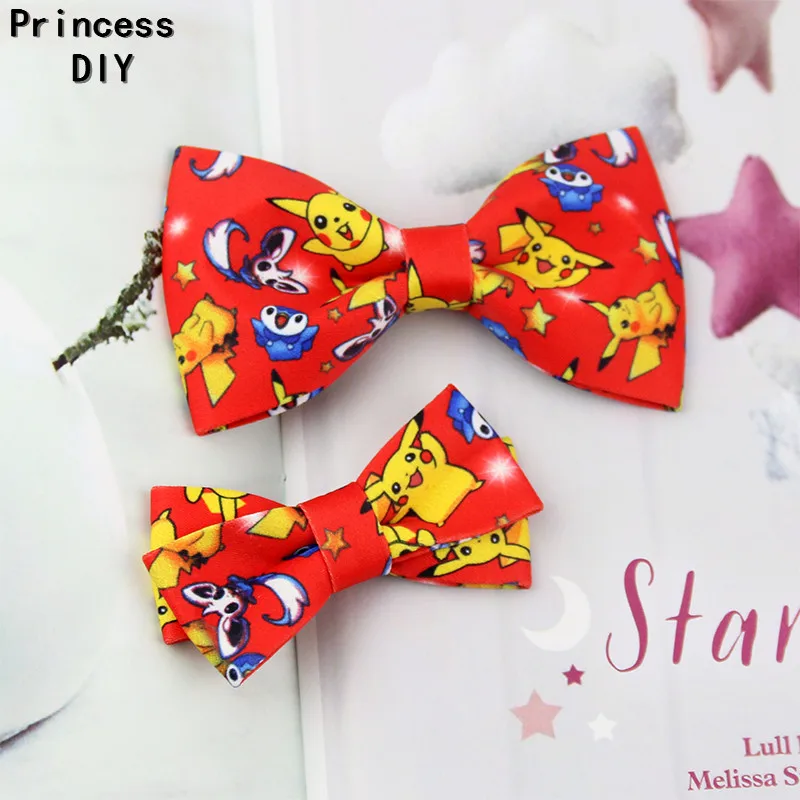5M/Lot 10 25 50mm Kawaii Cartoon Pikachu Ribbon Pikachu Printed Cotton Ribbon DIY Hair Bow tie Brooch Collar Layering Tape Craft