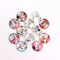 handmade 6 size glass mixed dalmatians dogs round flatback cameo cabochon domed diy jewelry charm photo pendant setting