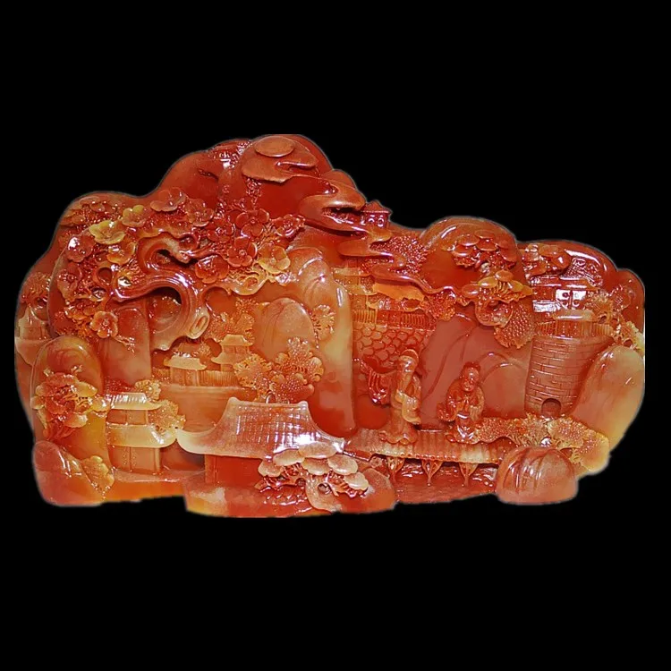 

Rare Chinese 100% Natural ShouShan Stone Hand Carved Decoration Landscape,Mountain gods,Free shipping