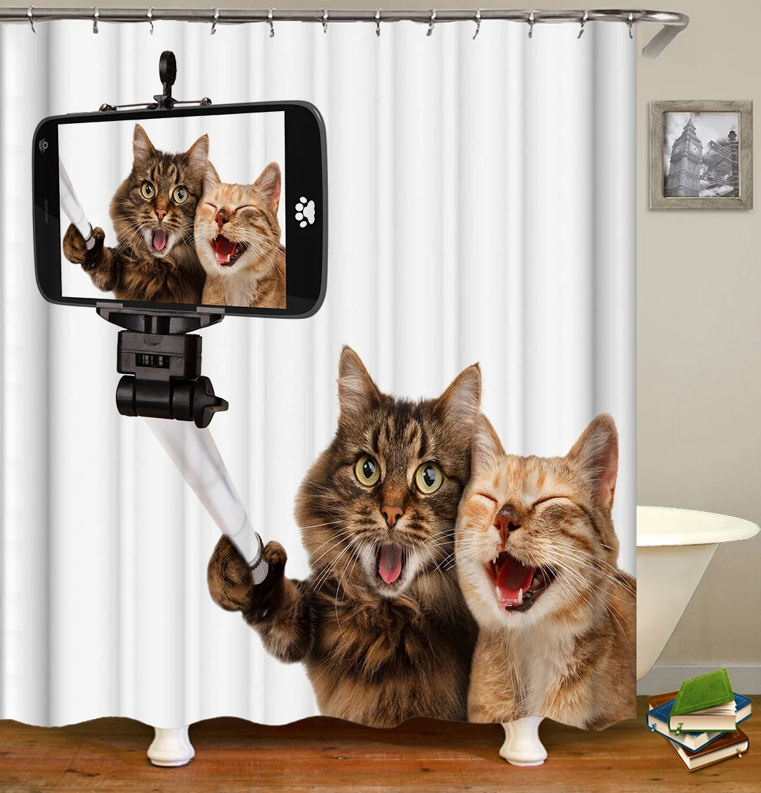 OLOEY, занавески для душа с изображением щенка, кошки, животных, 3d принт, занавески для ванной, водонепроницаемые тканевые занавески для ванной комнаты, декор на заказ