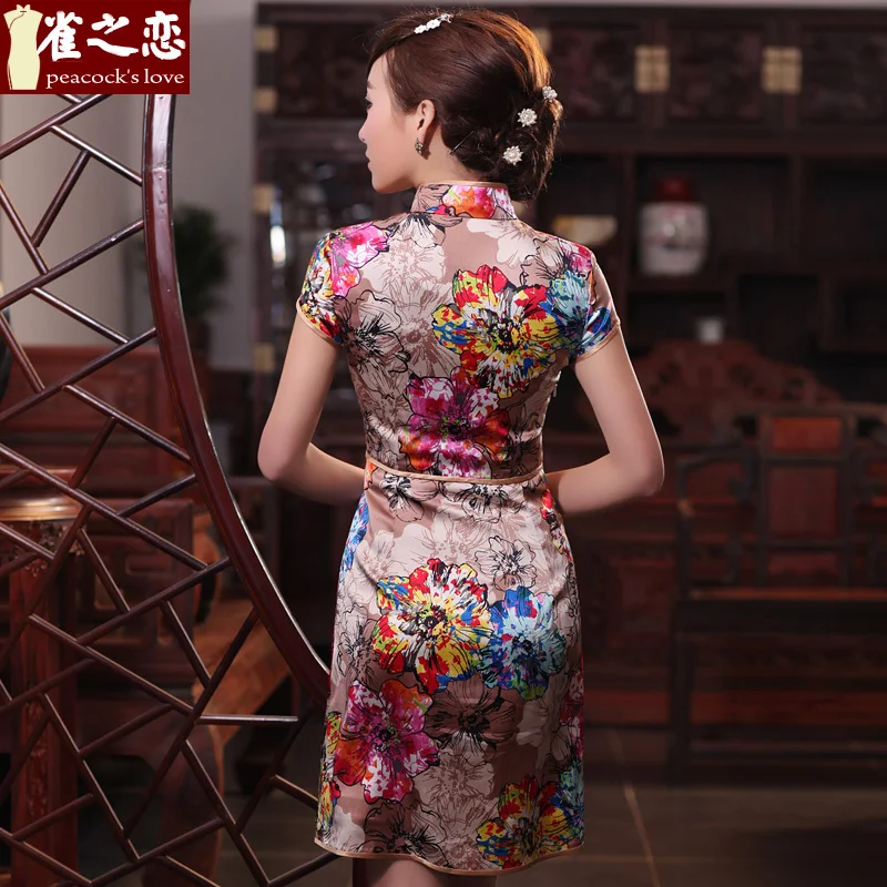 Anniversary special for ! Love birds floral Yin 2014 summer new improved cheongsam -style silk dress Slim | Тематическая одежда и
