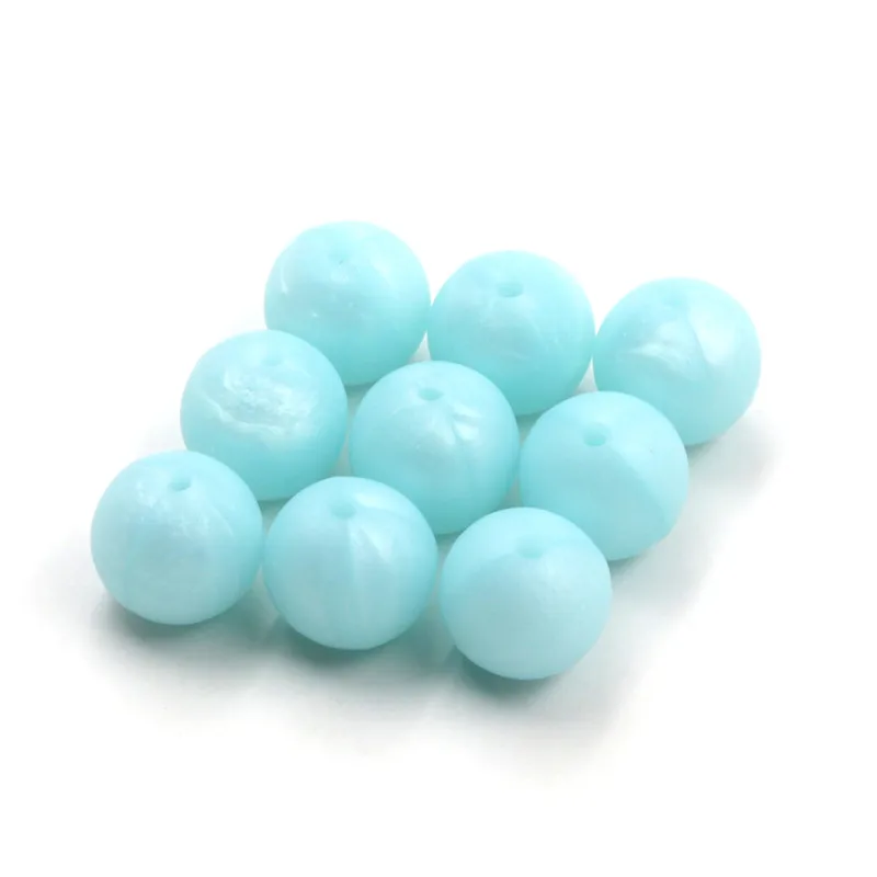 100 шт. Blue Pearl силиконовые бусины Еда Класс 15 мм ребенка при прорезывании зубов