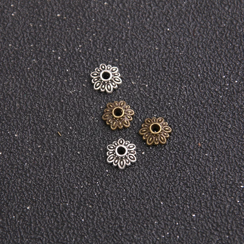 

60pcs 9*9mm Two Color Metal Alloy receptacle DIY spaced jewelry accessories Charms Receptacle Ball Caps For Jewelry Making