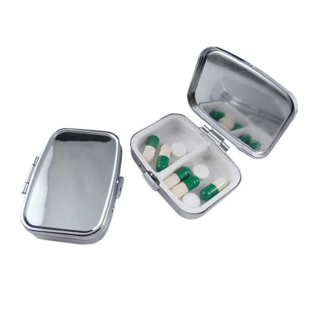 

Durable Metal Round Heart Medicine Organizer Holder Container Pill Box Case