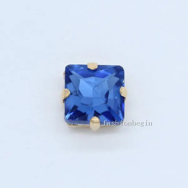 mid sapphire 50p 8 мм цвет квадратный шитье на стекле Стразы Камень Аппликация Костюм Платье Кристалл коготь стразы Драгоценности золотое украшение ремесло драгоценные камни - Цвет: mid sapphire