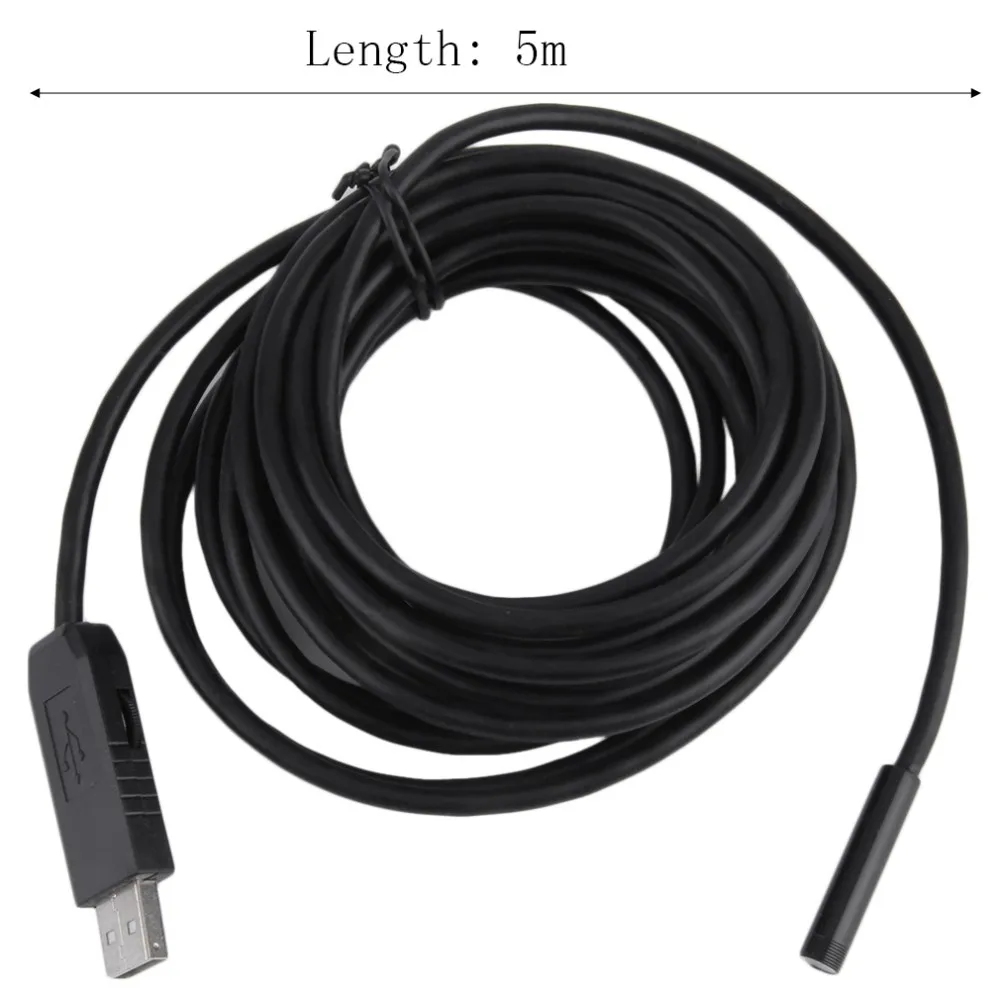 Quevinal 5 м 7 мм Объектив USB эндоскоп Водонепроницаемый 6 LED бороскоп трубка инспекция