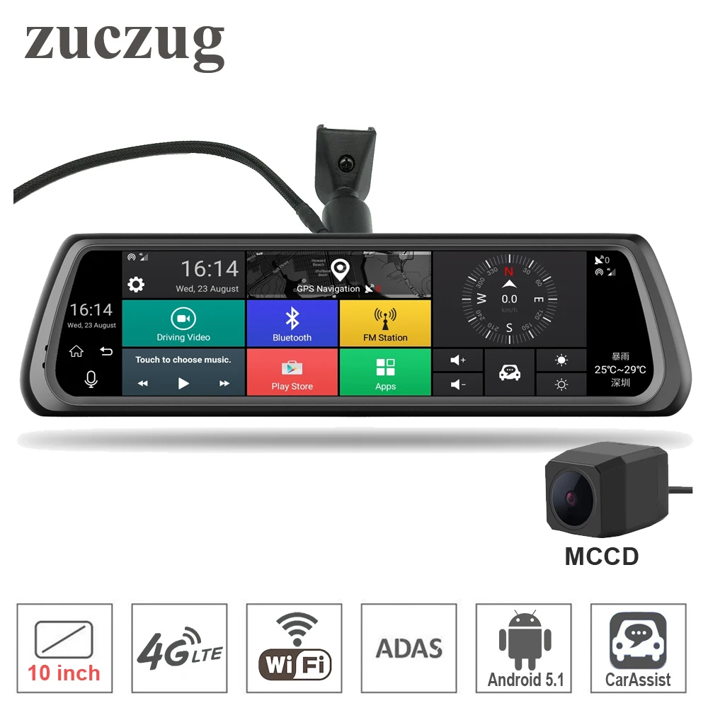 10 &quotFull Touch IPS 4G специальная автомобильная DVR камера Android зеркальная двойная линза