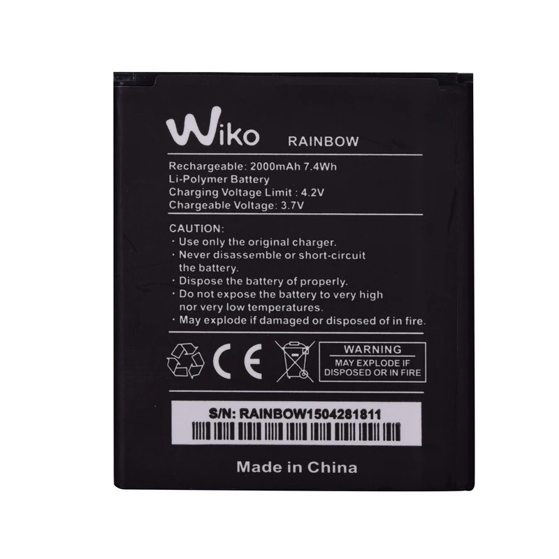 Оригинальный аккумулятор для телефона SIYAA Rainbow Wiko 2000 мАч высокая емкость сменный