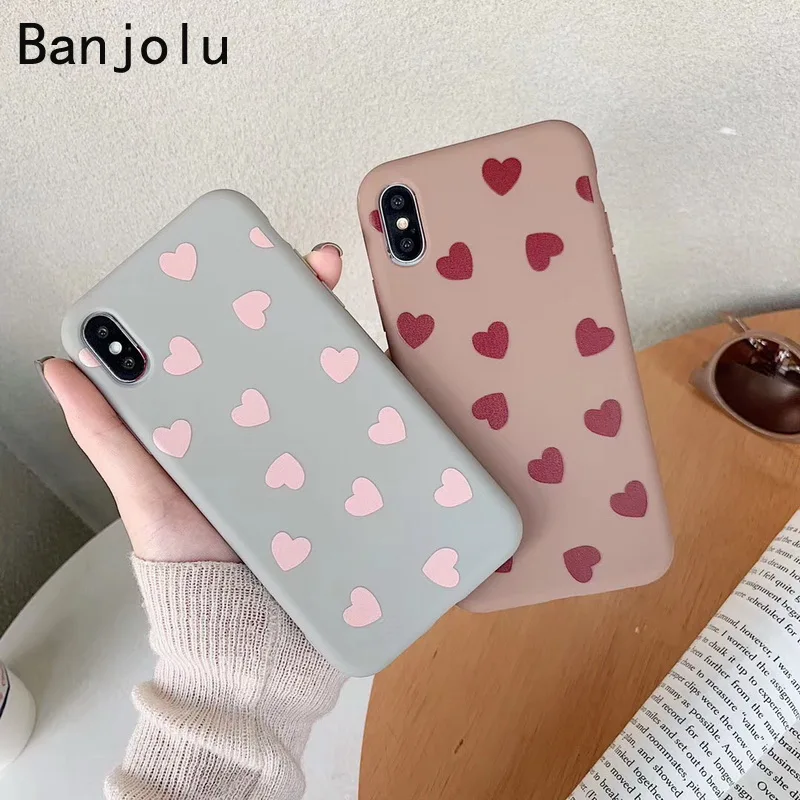 Banjolu новые модные милые маленькие чехлы для телефонов с сердечками iPhone X XR XS MAX 8 7 6