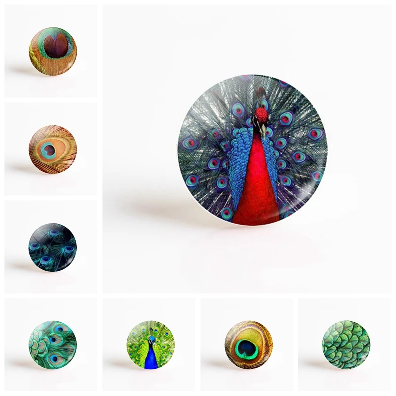 5 шт./лот 25 мм перо павлина круглые для изготовления фотографий стеклянные бусины