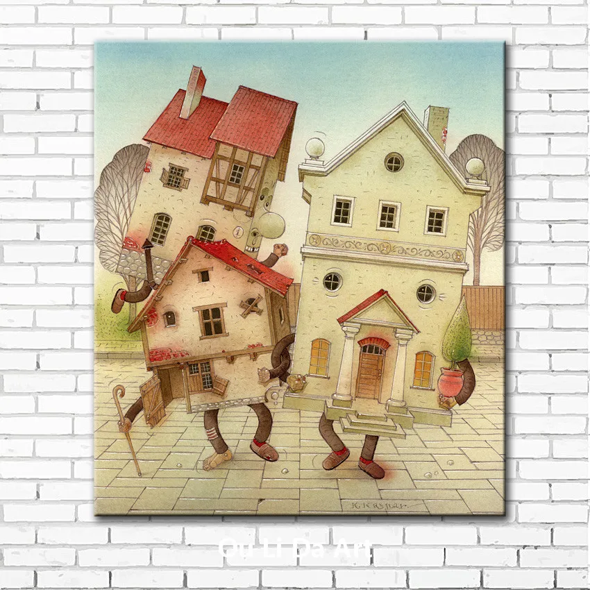 Пастырское мультфильм животных сон фут дома холст печатных картина маслом