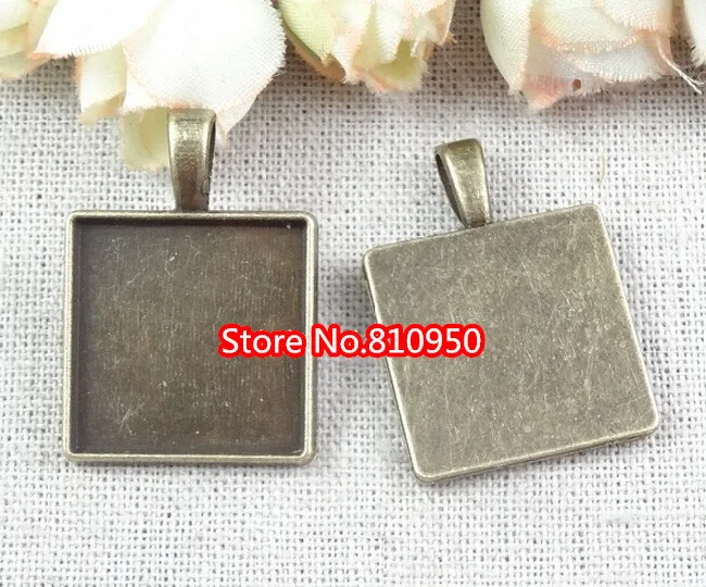 

100pcs/lot Inner size:20mm Metal Square Blank Pendant Cameo,Antique Bronze DIY Zakka Jewelry Findings Setting