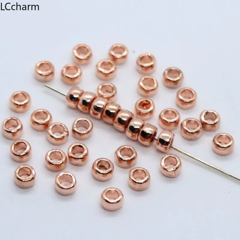 Оптовая продажа 120 шт. гладкие круглые металлические распорки из розового золота