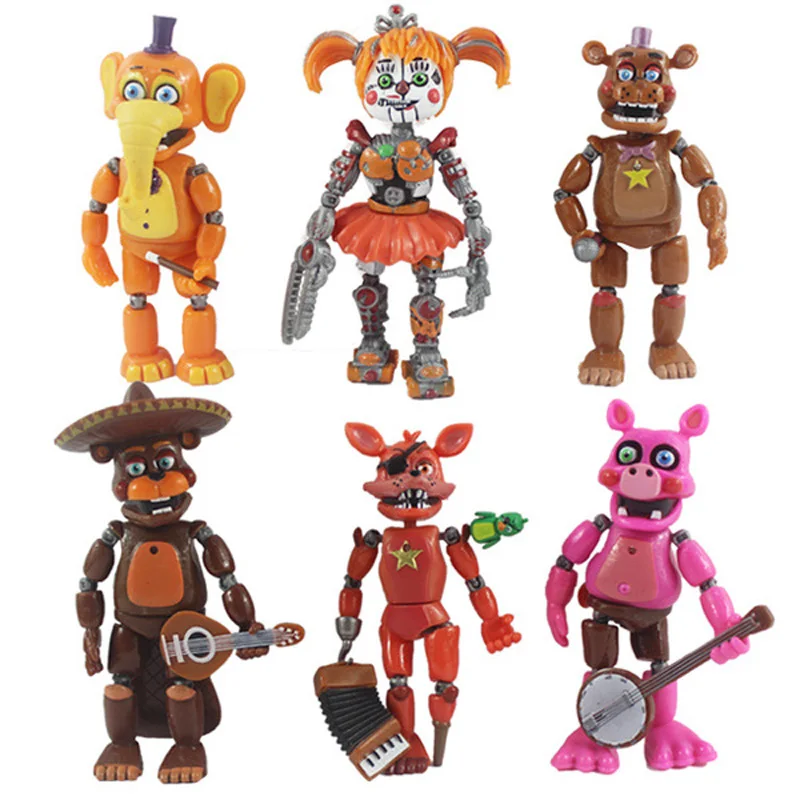 13cm С изображениями персонажей игры «пять ночей с Фредди» медведь Figuras Nendoroid 13 см ПВХ светильник блок с рисунком персонажей из игры «пять ночей в Фредди» Фокси» из мультфильма для мальчика, рисунок виниловые куклы игрушки 6 шт./компл - Цвет: 13cm
