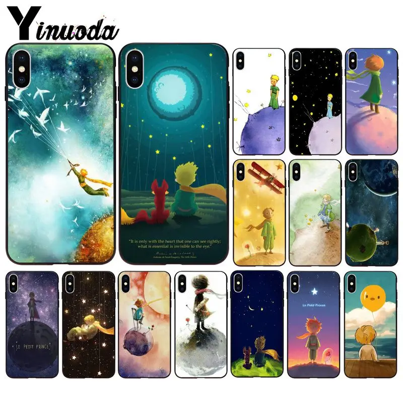 Yinuoda Маленький принц и лиса черный мягкий силиконовый чехол из ТПУ для iphone 8 7 6 6S Plus