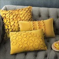 3d flower embroidery europe luxury hand sewing folding grid cushion cover suede soft cushion case for sofa bed car home room