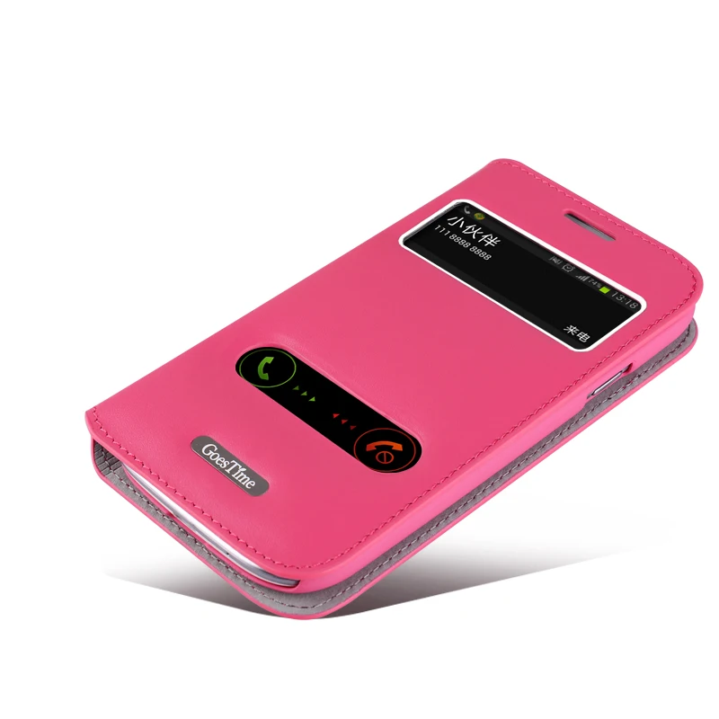 GOESTIME 100% Футляр Из Натуральной Кожи Для Samsung Galaxy S3 Случае открытое Окно Стенд Флип