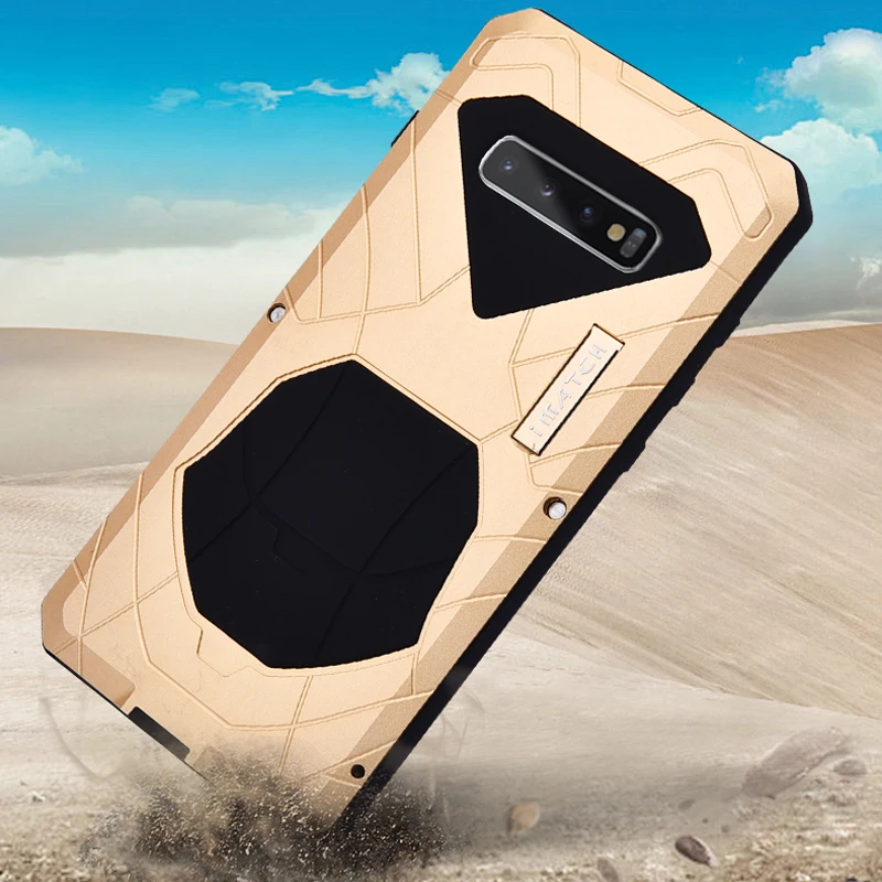

Прочный чехол для Galaxy S10 Plus, роскошный противоударный армированный Гибридный резиновый и Алюминиевый металлический чехол для Samsung Galaxy S10 и ...