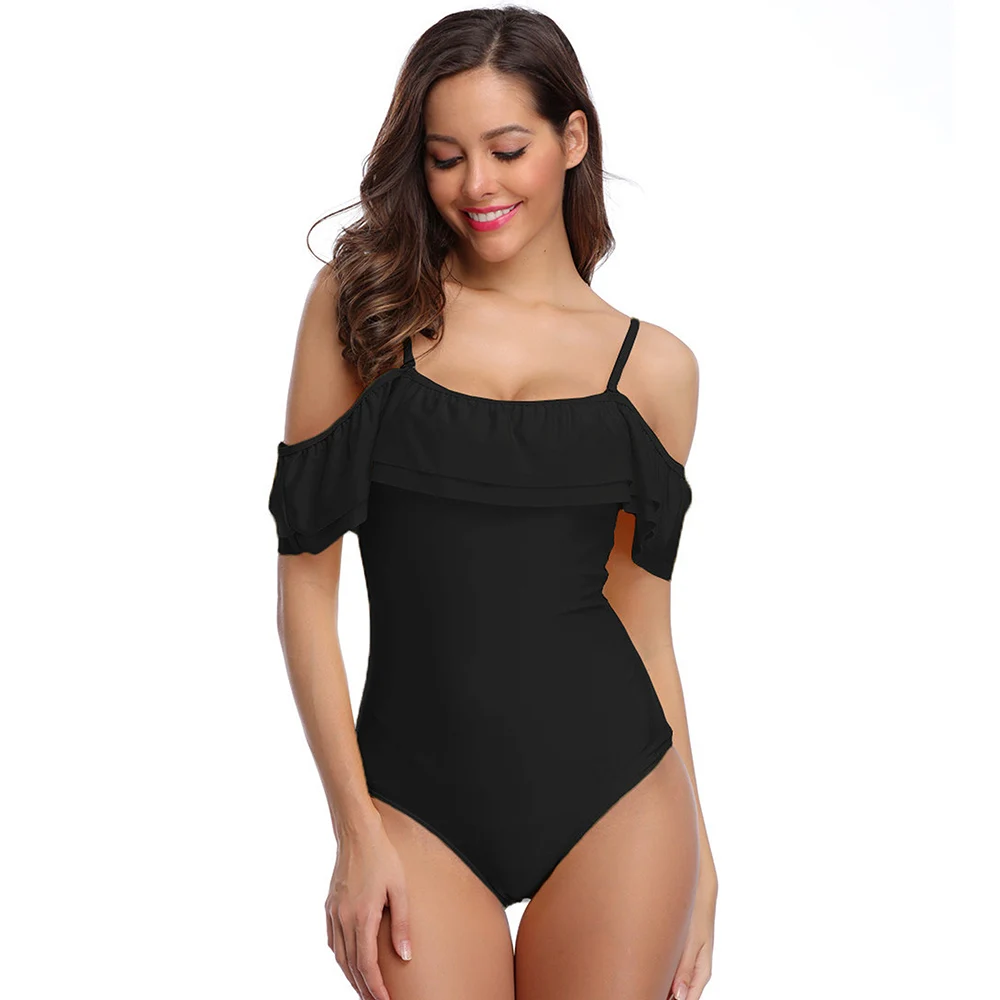 Solid one piece swimsuits ruffle lace bikini tube top swimming suits sexy tight women's swimwear 2019 Brazilian | Спорт и