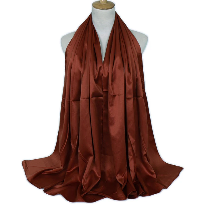 Новое поступление 2019 гладкий матовый атласный шарф шали однотонные s сатиновый