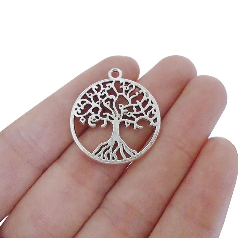 

ZXZ 20pcs Tree Charms Pendants Beads for Necklace Jewelry Making Findings 29x25mm