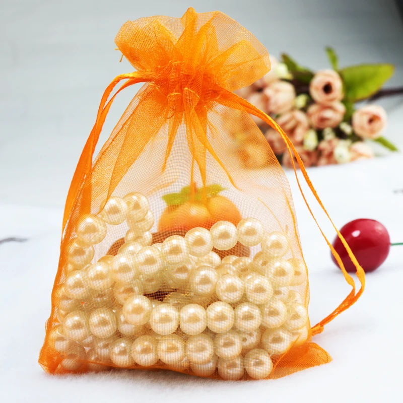 

200pcs/lot Orange Organza Bag 13x18cm Wedding Christmas Boutique Gifts Jewelry Packaging Bag Favor Organza Gift Bags & Pouches