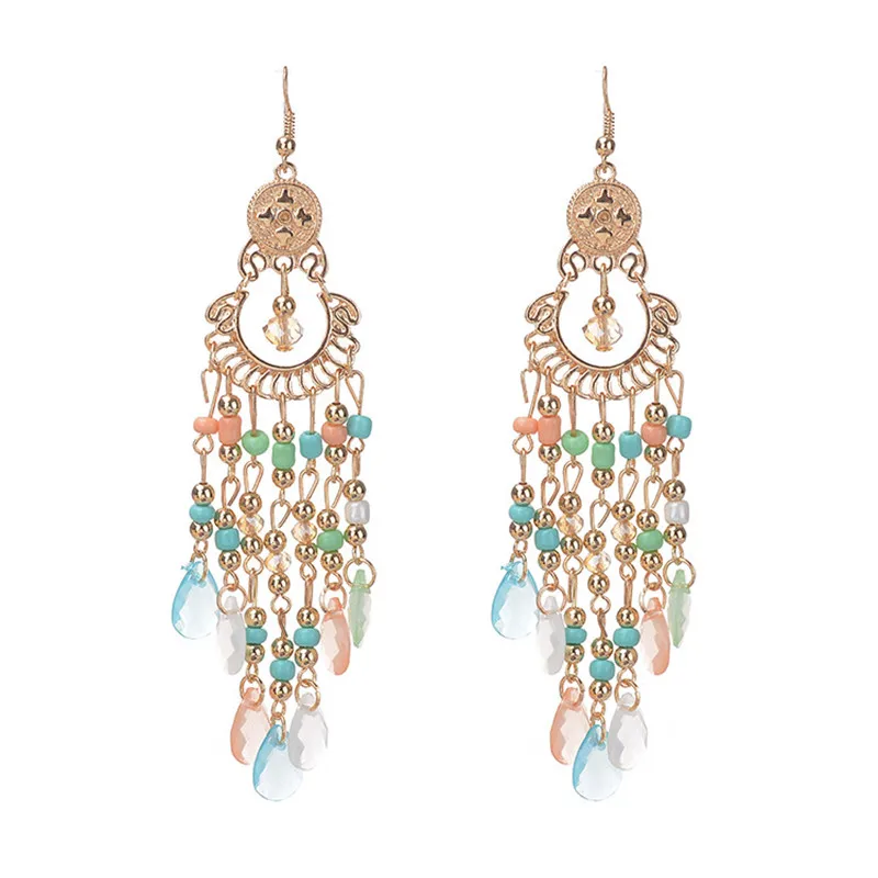 2017 Новый Горячий Мода Чешского Кристалл Мотаться Серьги Женщины Роскошные Капли