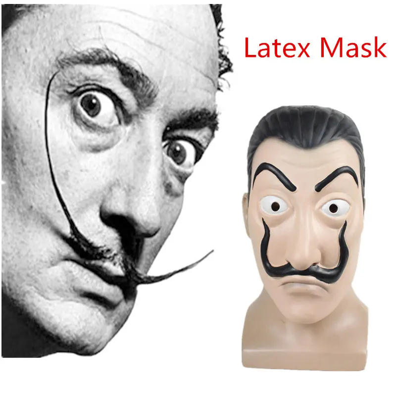 

Wholesale 10 pcs Hot Sale " La Casa De Papel" Face Mask "Salvador Dali" Cosplay Movie Realistic Party Latex Masks