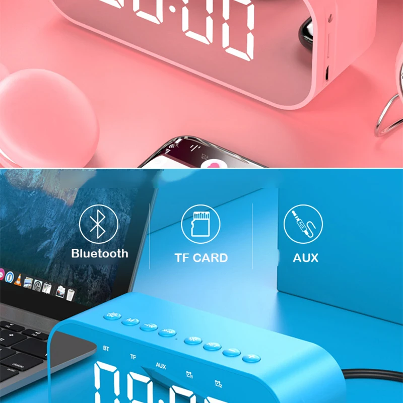 Стерео Bluetooth 5,0 динамик двойной громкий динамик будильник функция HIFI Громкая связь для телефона портативный динамик TF MP3