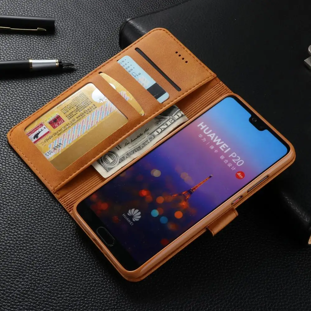 Магнитный кожаный флип чехол для huawei P20 Pro держатель карт кошелек телефона Lite Funda