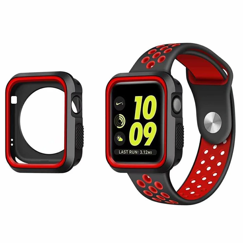 Для Apple Watch Series 3 2 1 Мягкий силиконовый чехол Экран протектор все вокруг крышка