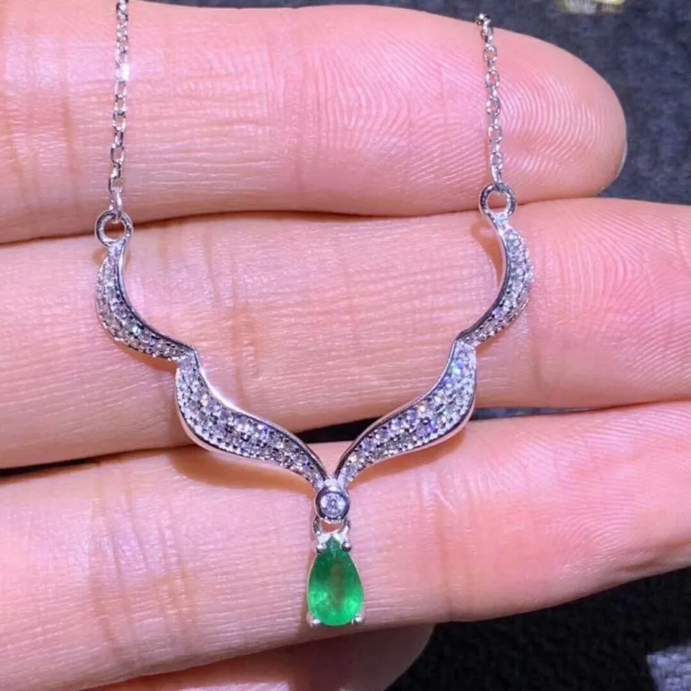 SHILOVEM серебро 925 пробы настоящие натуральные изумрудные кулоны классические