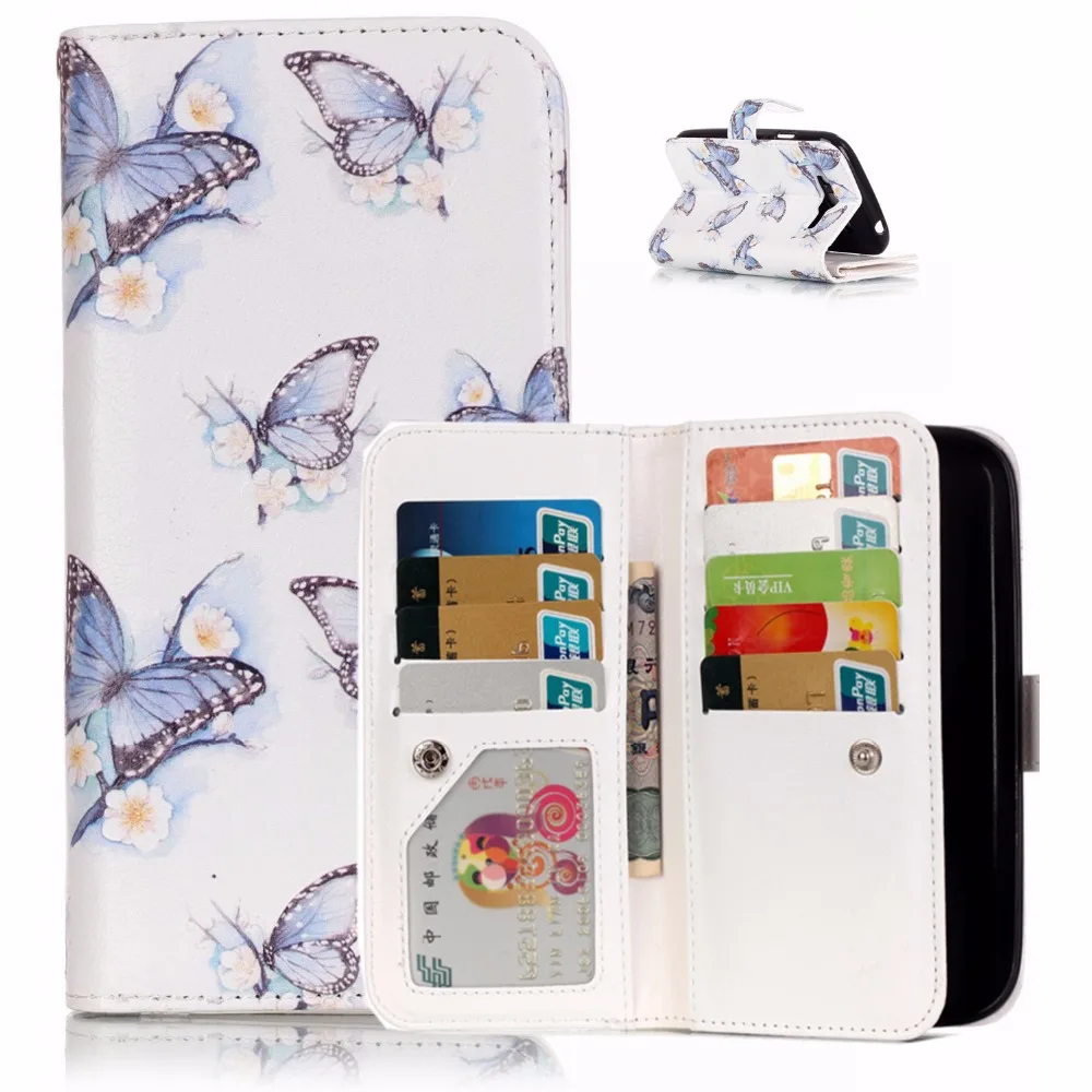 Роскошный кожаный чехол с откидной крышкой и 9 отделениями для карт кошелек