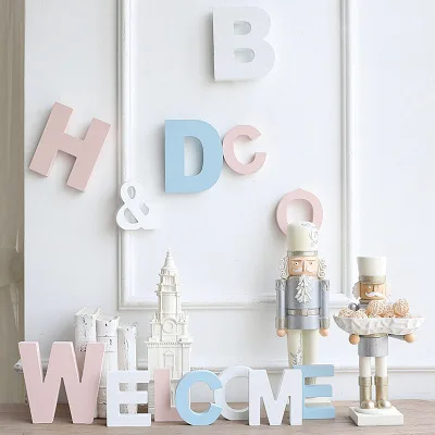 DIY креативные деревянные синие английские буквы мебельная мебель реквизит для