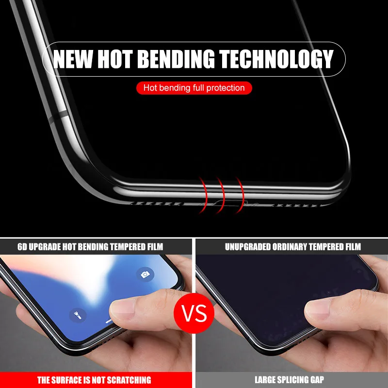6D полное покрытие Защитное стекло для iPhone X XS XR XS max закаленное стекло для iPhone 6 6S 7 8 Plus безопасная защита экрана пленка