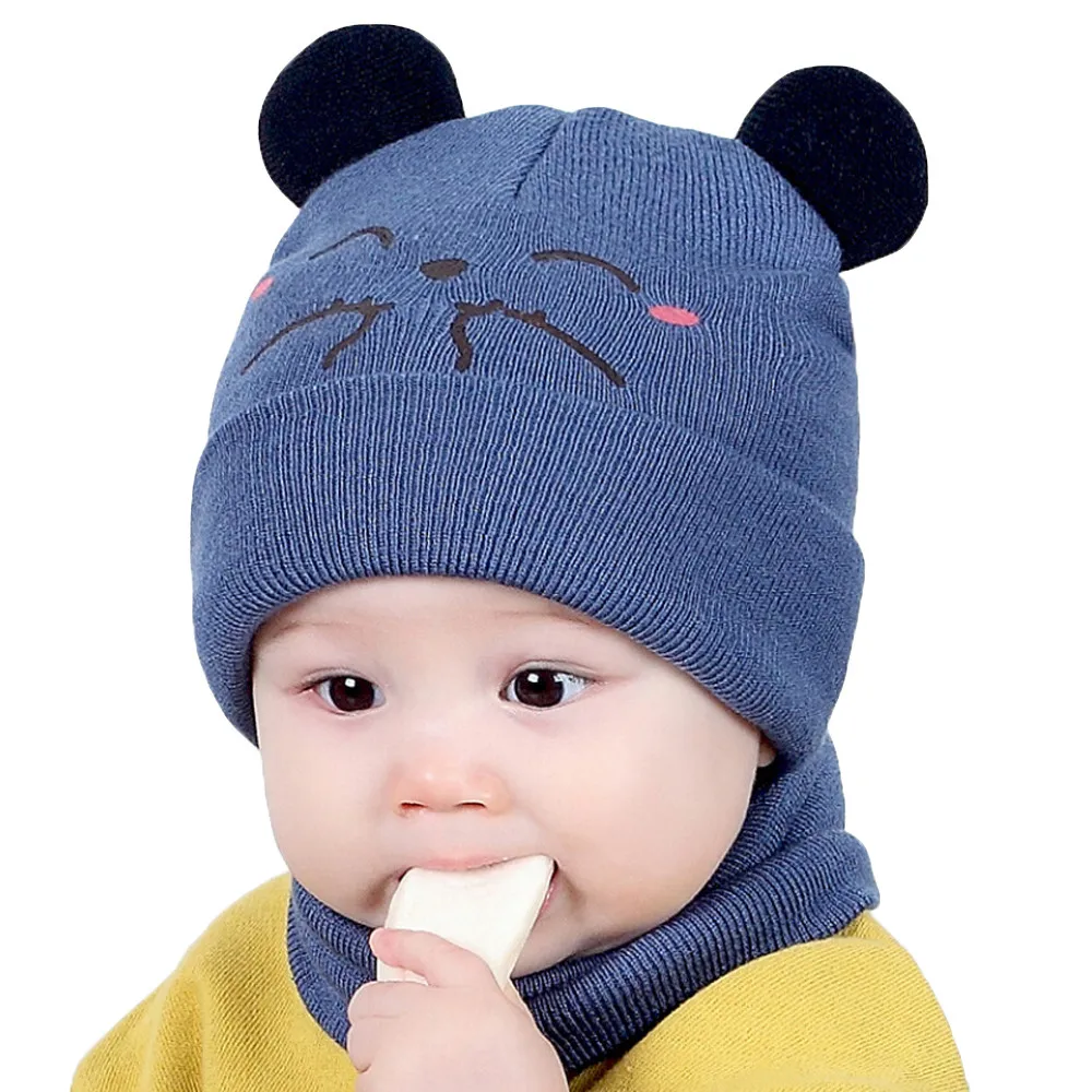 Baby Hat Cap 2Pcs Toddler Girls Boys Winter Warm Knitted Cap+Scarf Keep Set Kids Casquette Enfant | Детская одежда и обувь