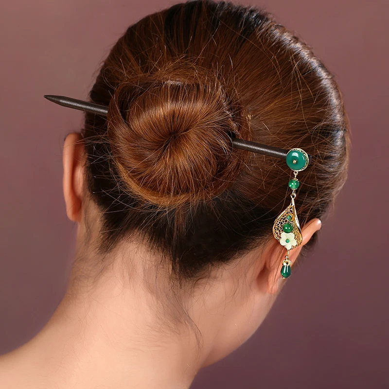 Винтаж Hairwear женщина ручной работы деревянные заколки для волос элегантный