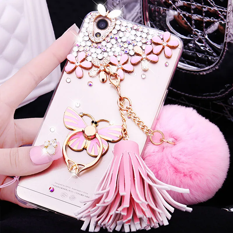 Женские зимняя теплая шерсть кролик диаманта Rhinestone чехол для телефона samsung Galaxy A3/5